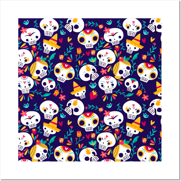 Sugar Skull Pattern Wall Art by aquariart